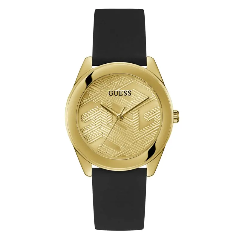 Guess Gold Dial Black Silicone Strap Women Watch Gw0665l1 1