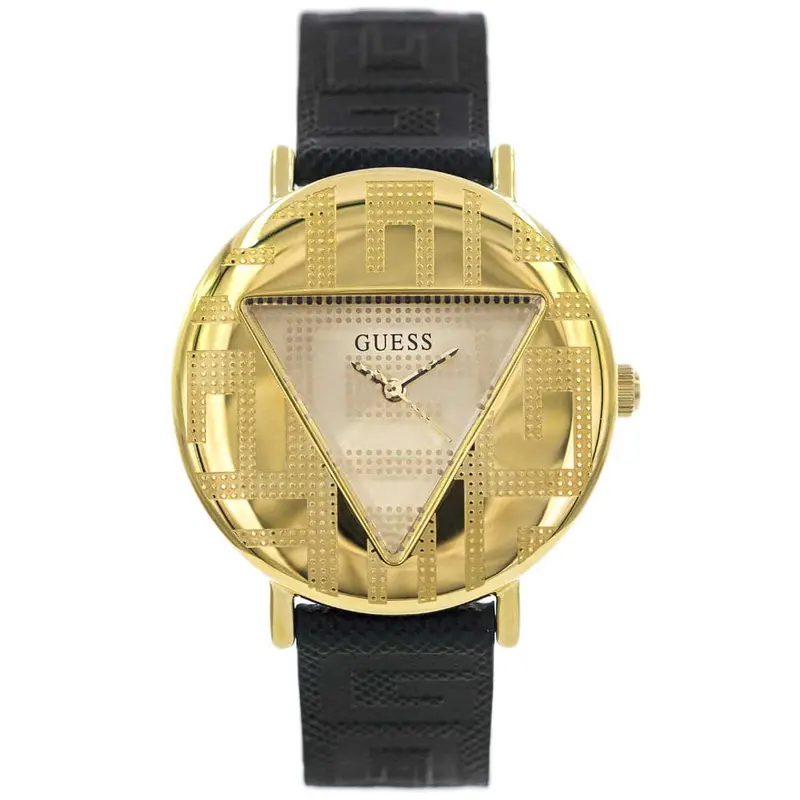Guess Gold Tone Case Black Genuine Leather Women Watch Gw0478l2 1