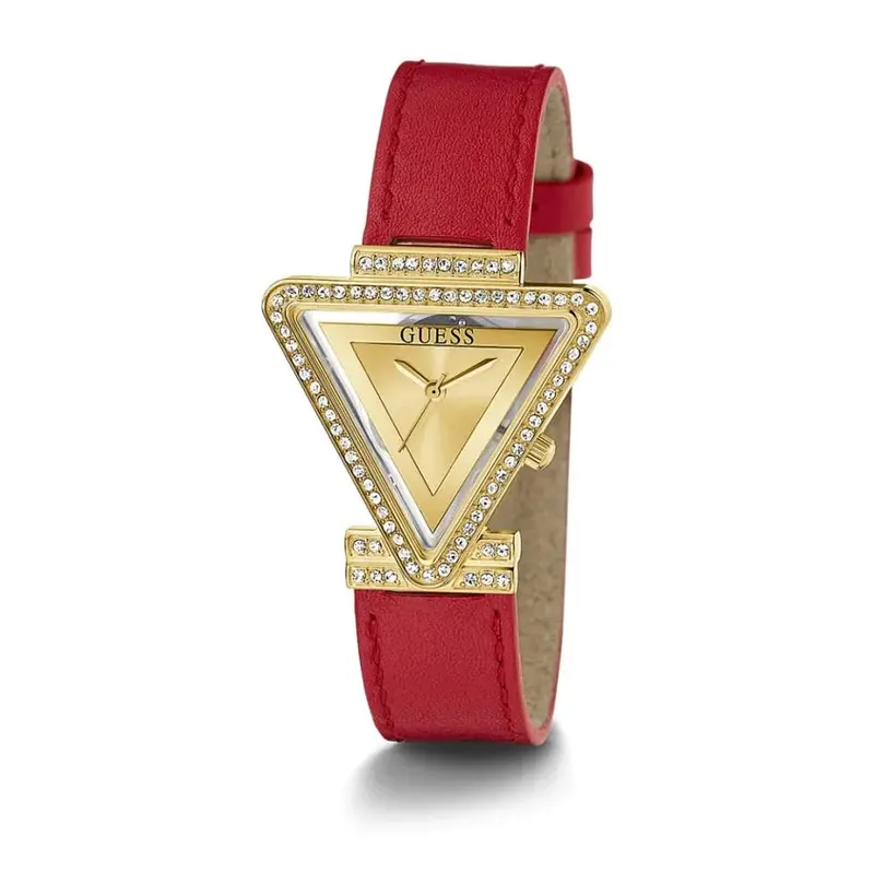 Guess Gold Tone Case Red Genuine Leather Women's Watch Gw0504l2 1