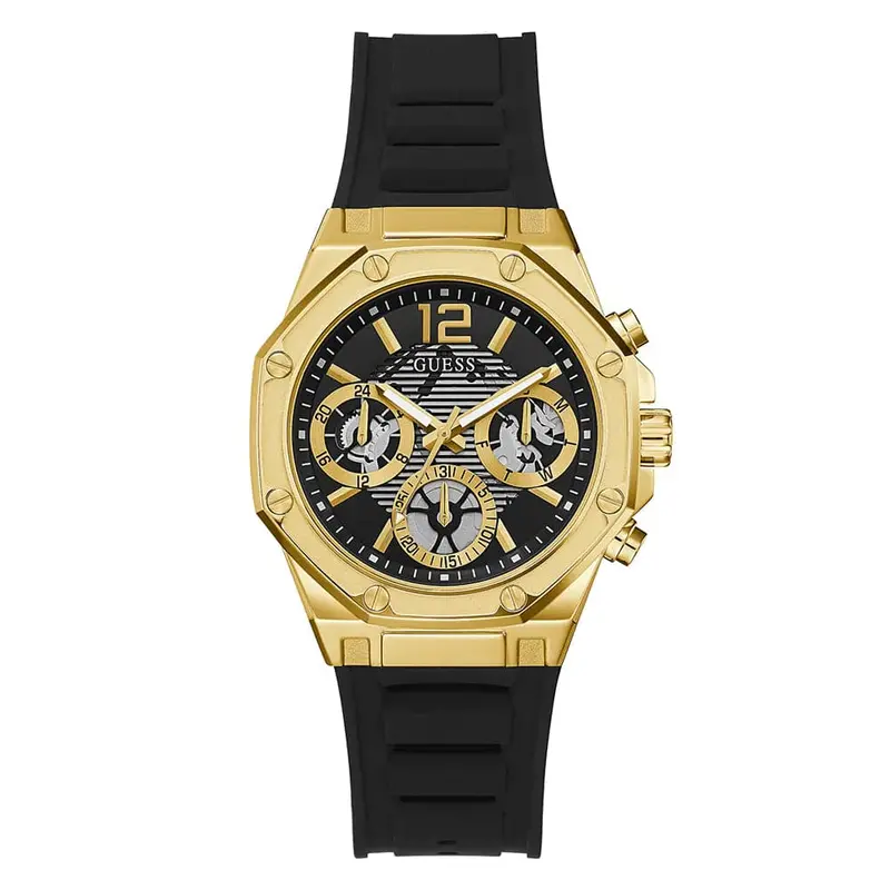 Guess Gw0256l1 Gold Tone Case Black Silicone Women's Watch 1