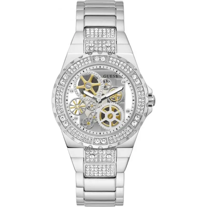 Guess Gw0302l1 Skeleton Dial Stainless Steel Women's Watch 1