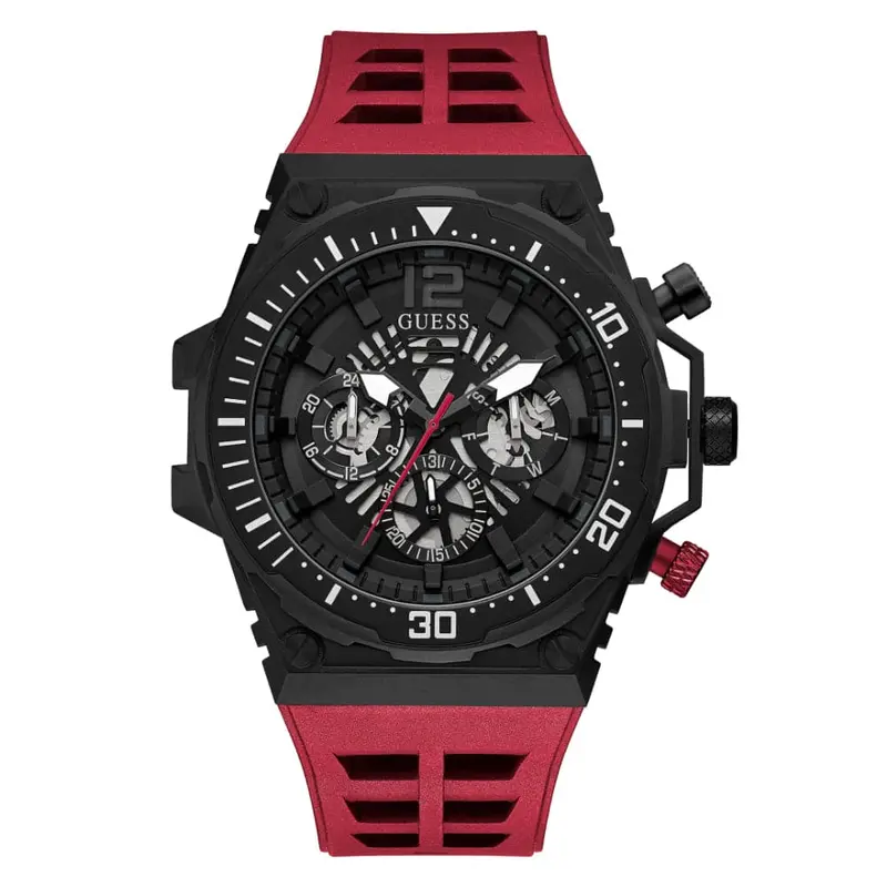 Guess Gw0325g3 Red Silicone Strap Men's Watch 1