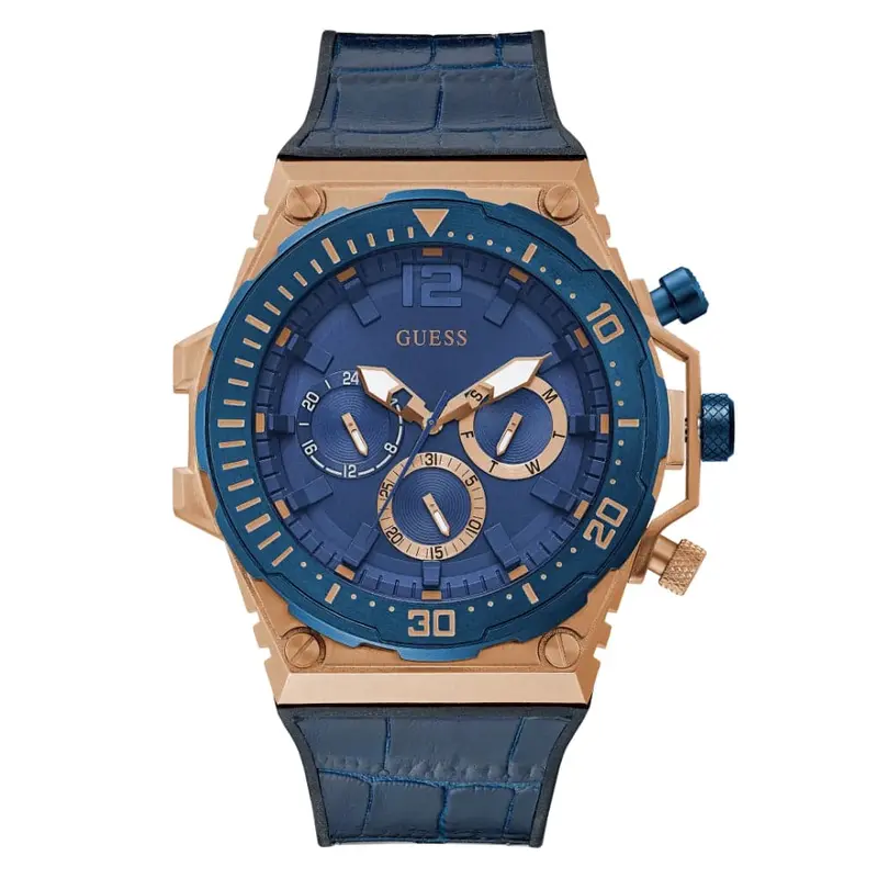 Guess Gw0326g1 Blue Leather Men's Watch 1