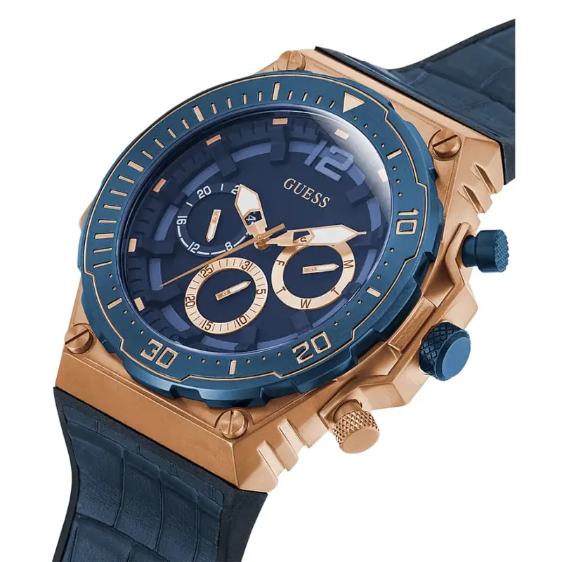 Guess Gw0326g1 Blue Leather Men's Watch 2