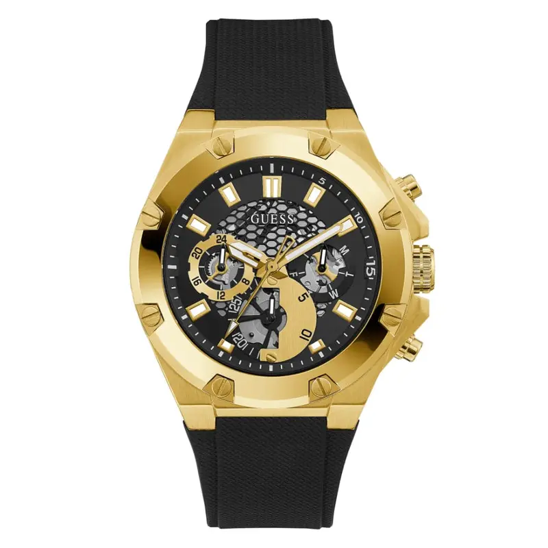 Guess Gw0334g2 Black Silicone Strap Men Watch 1