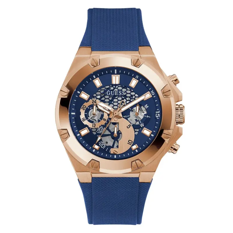 Guess Gw0334g3 Blue Dial And Blue Silicone Strap Men Watch 1