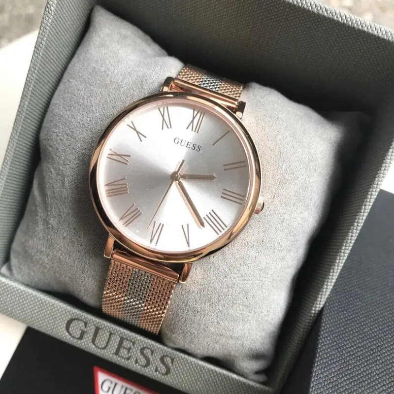 Guess Lenox Rose Gold Stainless Steel W1155l4 Mesh Strap Women's Watch 2