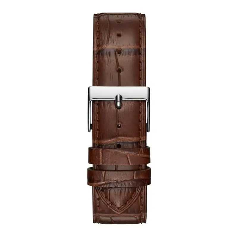 Guess Lincoln Silver Stainless Steel W1164g1 Brown Leather Strap Men's Watch 2