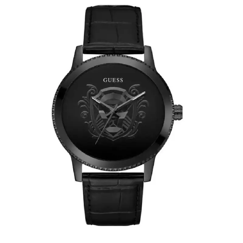 Guess Monarch Analog Black Dial Leather Strap Watch For Men Gw0566g2 1