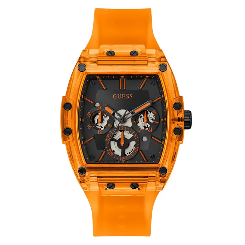 Guess Multifunction Black Dial Orange Silicone Strap Men Watch Gw0203g10 1