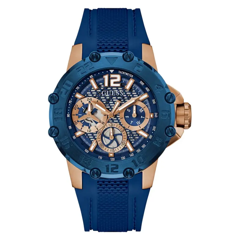 Guess Multifunction Blue Silicone Strap Men Watch Gw0640g3 1
