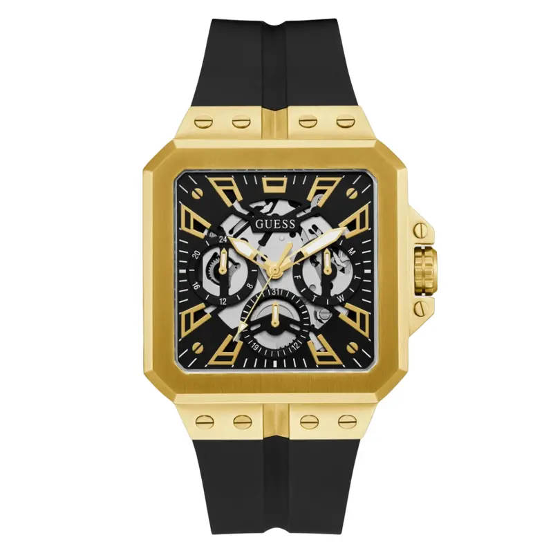Guess Multifunction Dial Black Silicone Strap Men Watch Gw0637g2 1