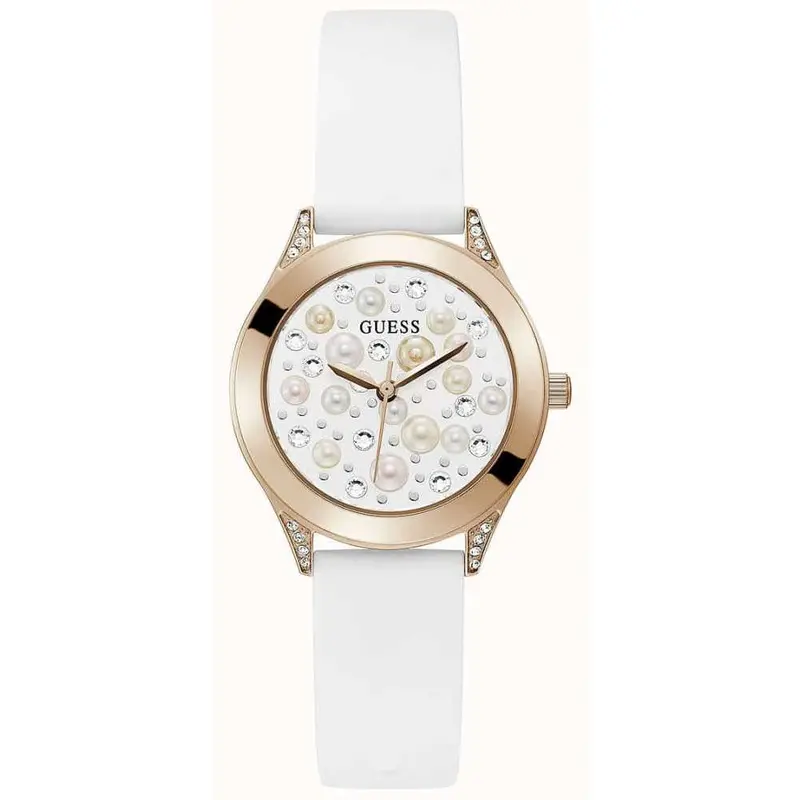 Guess Rose Gold Case And White Silicone Strap Women Watch Gw0381l3 1