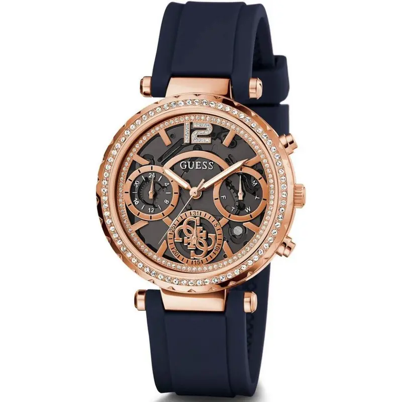 Guess Rose Gold Case Navy Silicone Women's Watch Gw0484l2 1