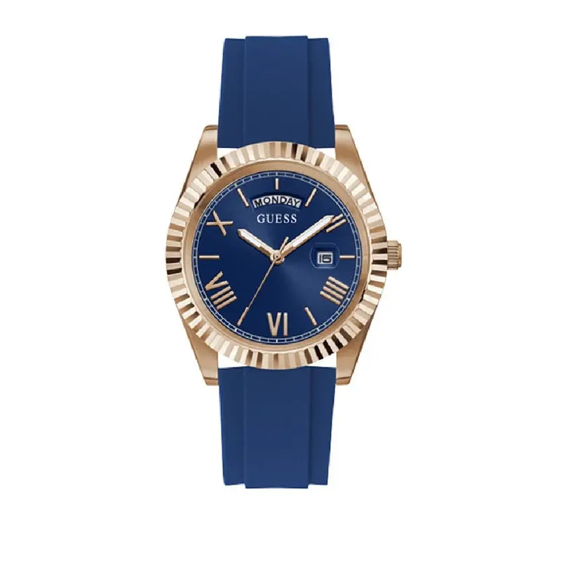 Guess Rose Gold Tone Case Blue Silicone Men's Watch Gw0335g2 1