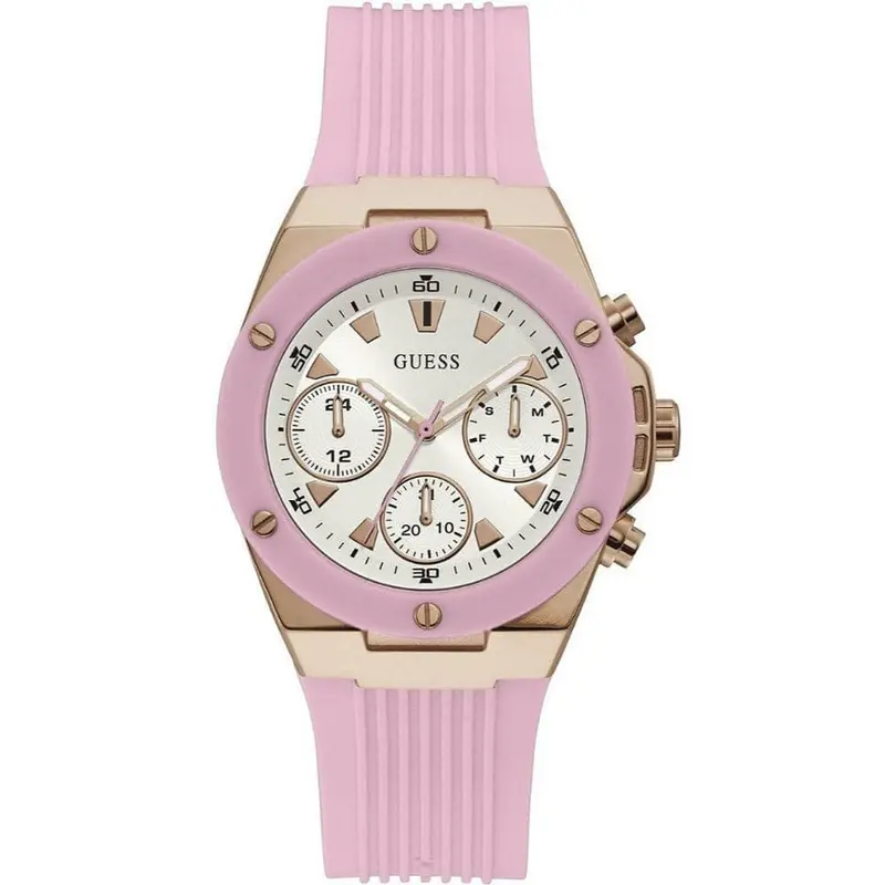 Guess Rose Gold Tone Case Pink Silicone Gw0030l4 Women's Watch 1