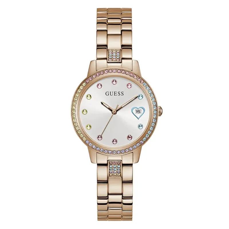 Guess Silver Dial Rose Gold Stainless Steel Strap Women Watch Gw0657l3 1