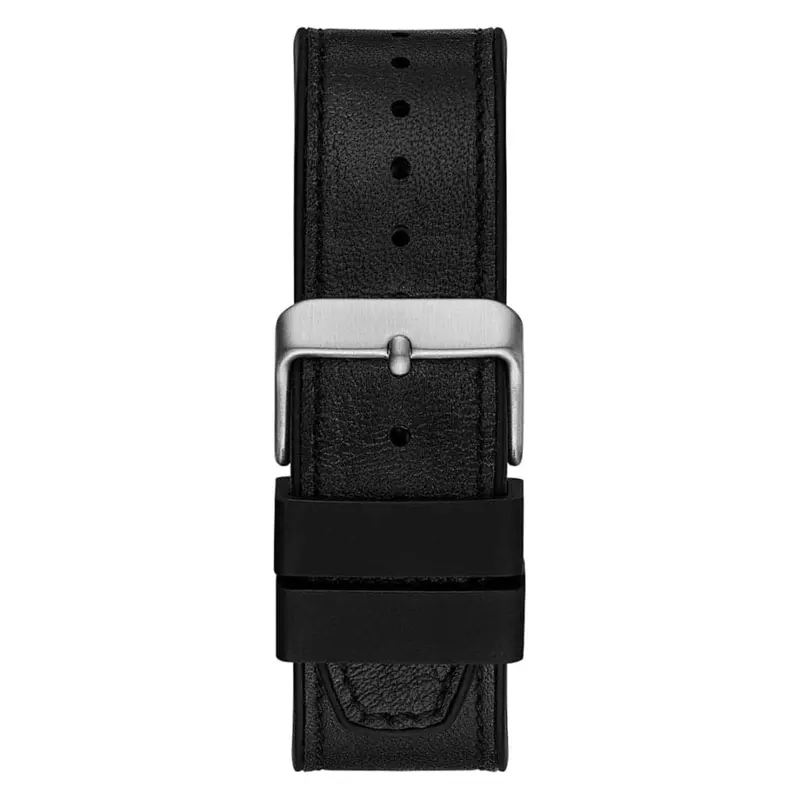 Guess Silver Tone Case Black Genuine Leather Gw0053g1 Men's Watch 2