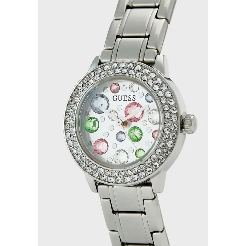 Guess Silver Tone Case Stainless Steel Rhinestone Gw0028l1 Women's Watch 2