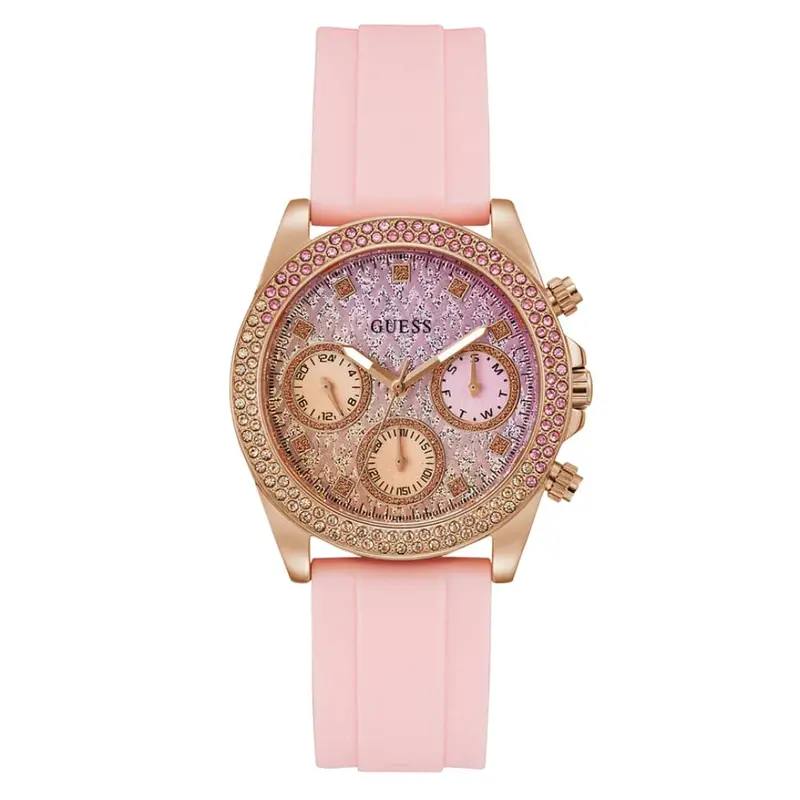 Guess Sparkling Dial Pink Silicone Strap Women Watch Gw0032l4 1