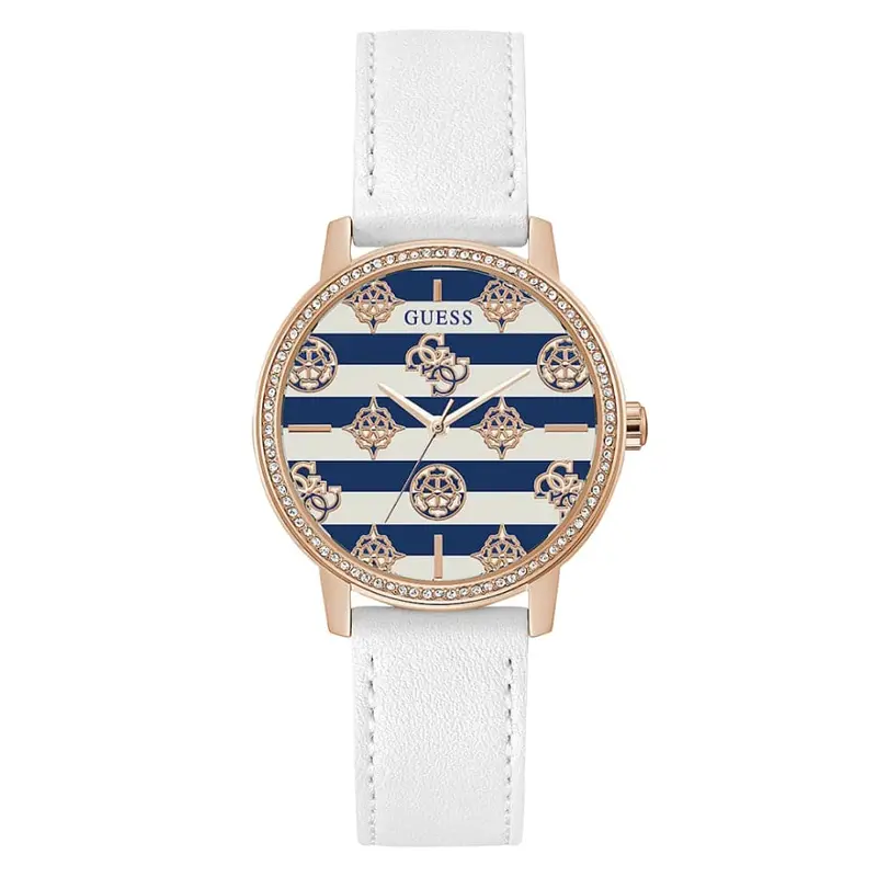 Guess White Leather Recycled Ultra Suede Strap Women Watch Gw0398l2 1