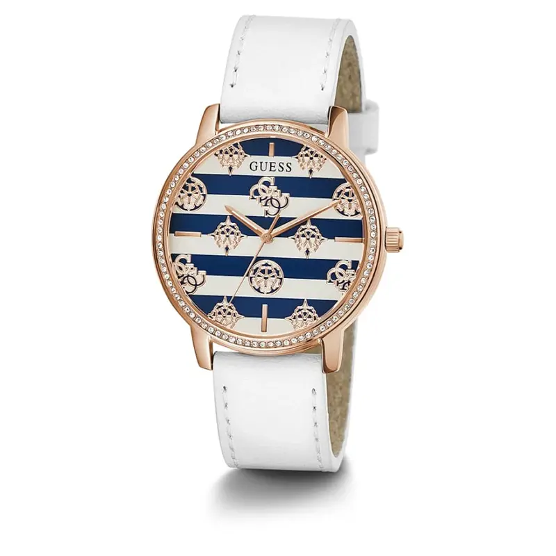 Guess White Leather Recycled Ultra Suede Strap Women Watch Gw0398l2 2