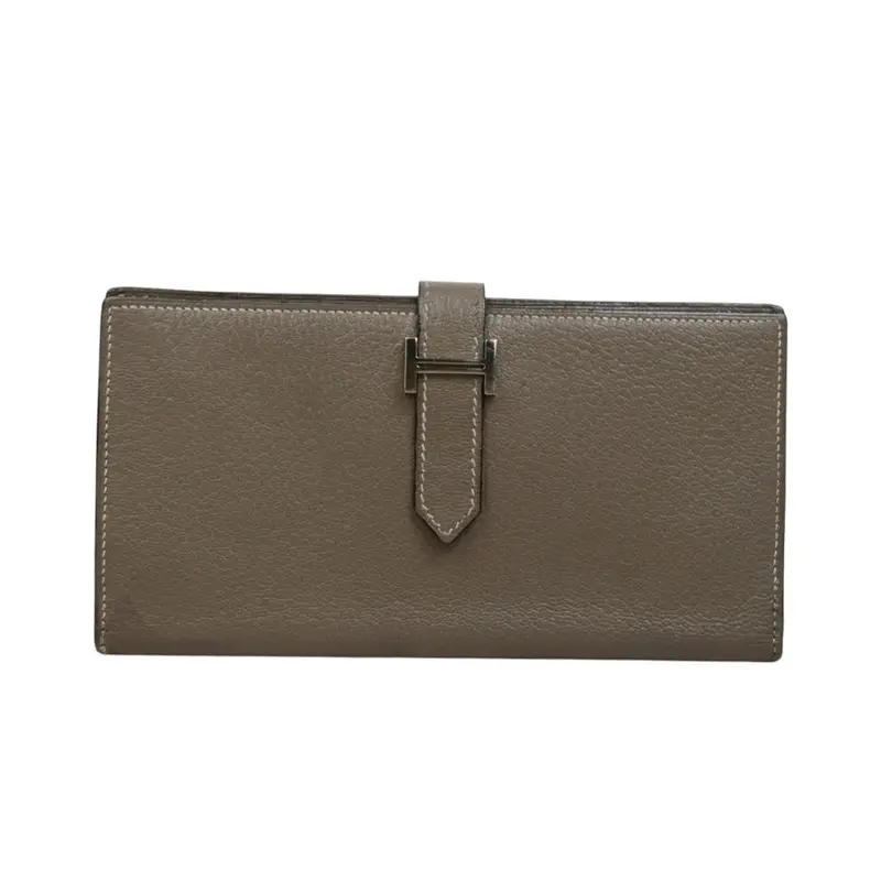Hermes Bean Long Wallet Etoupe Gray J Stamp Made In 2006 V25101613 (Good Condition) 1