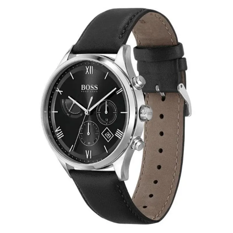 Hugo Boss 1513888 Black Leather Men's Watch 2
