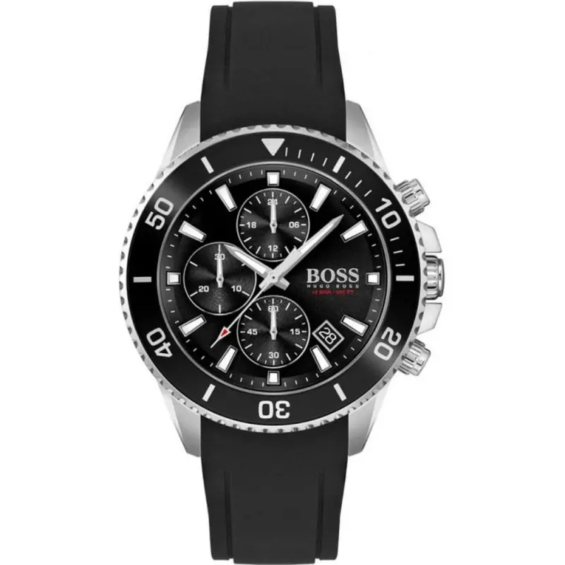 Hugo Boss 1513912 Black Leather Chronograph Mens Watch 1