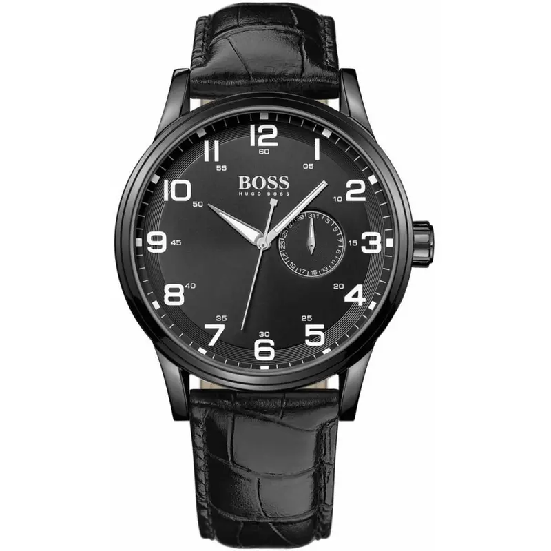 Hugo Boss Analog Quartz Black Stainless Steel 1512833 Leather Strap Men's Watch 1