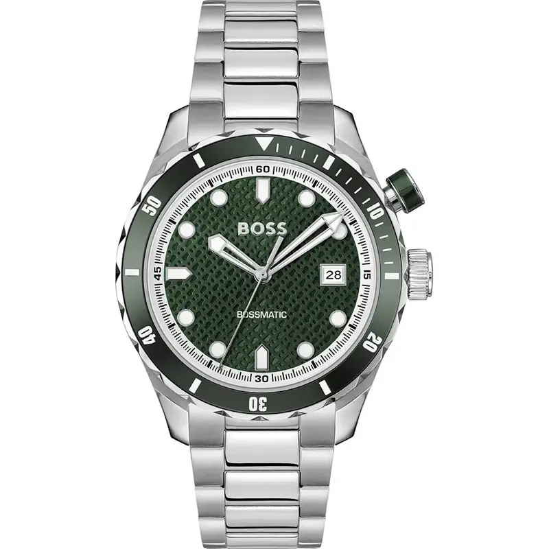 Hugo Boss Bossmatic Green Dial Silver Steel Watch 1514178 1