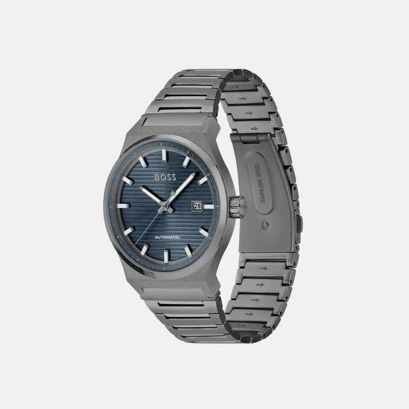 Hugo Boss Candor Auto Blue Dial Grey Steel Men's Watch 1514119 2