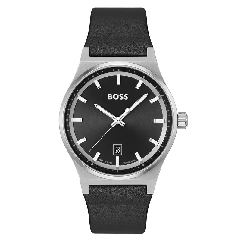 Hugo Boss Candor Black Leather Watch 1514075 1
