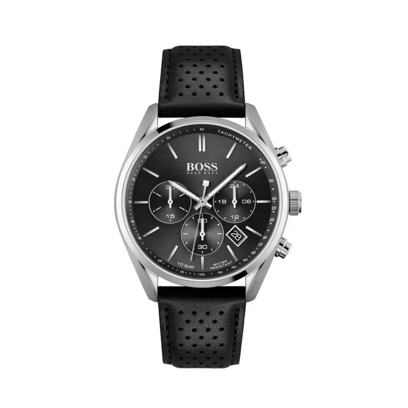 Hugo Boss Champion Black Leather Men's Watch 1513816 1