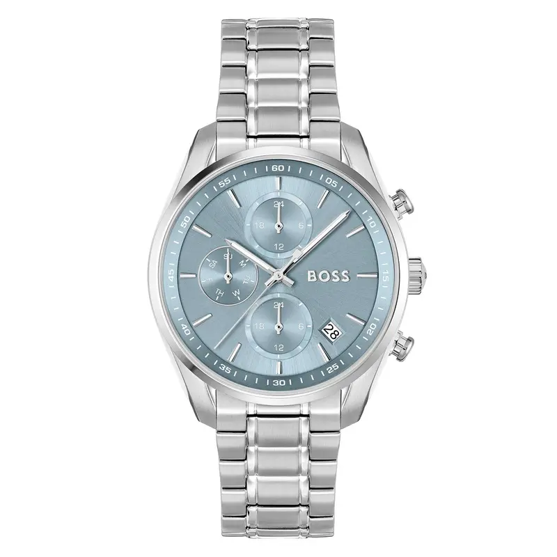 Hugo Boss Grand Tour 38Mm Blue Dial Stainless Steel Watch 1502767 1
