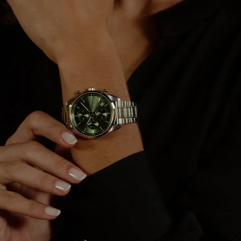 Hugo Boss Grand Tour 38Mm Green Dial Two-Tone Gold Steel Watch 1502766 2