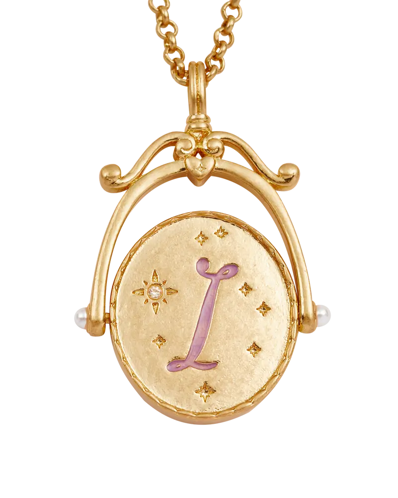 I Initial Iris Gold Spinner Necklace 1