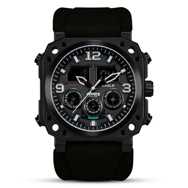 Infantry Analogue-Digital Black Silicone Strap Men Watch Fs-011-Blk-Br 1