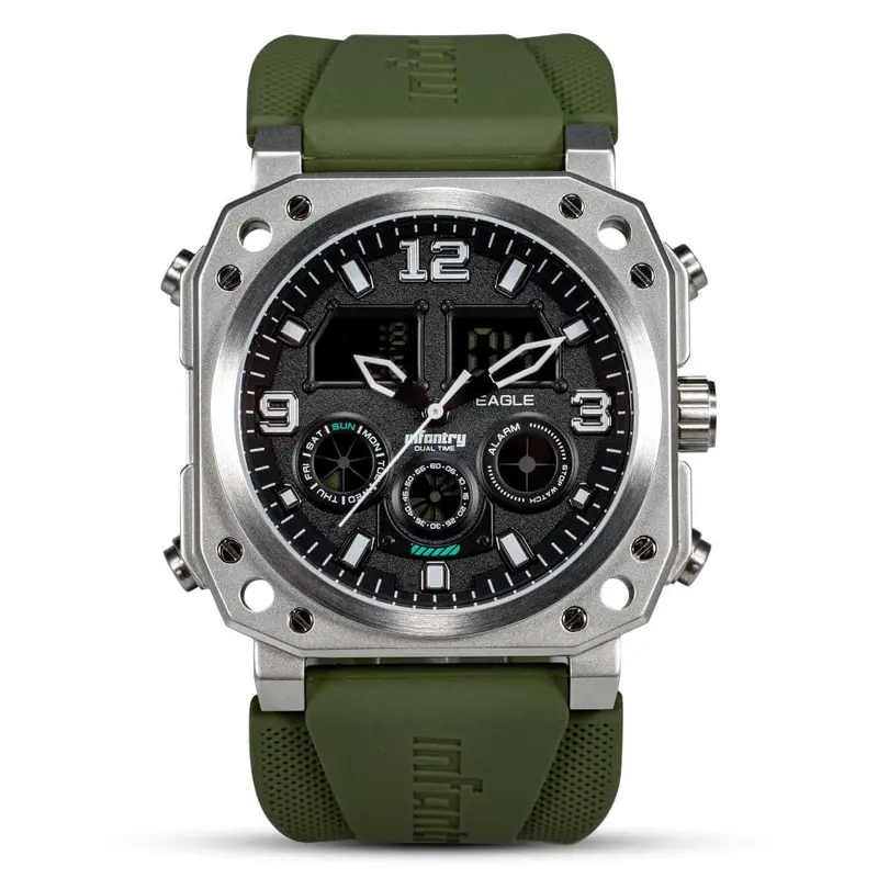 Infantry Analogue-Digital Green Silicone Strap Men Watch Fs-011-S-Gr 1