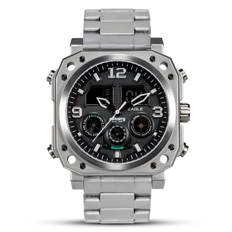 Infantry Analogue-Digital Silver Stainless Steel Strap Men Watch Fs-011-S-S 1