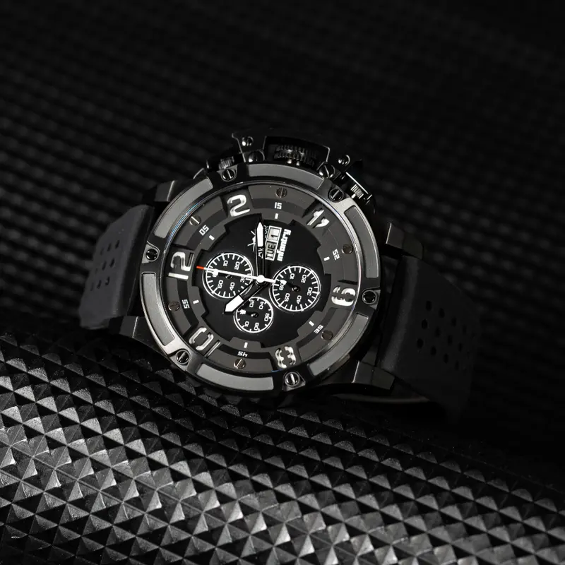 Infantry Chronograph Black Dial & Rubber Strap Men Watch Avr-002-Chr-03 (Rubber) 1