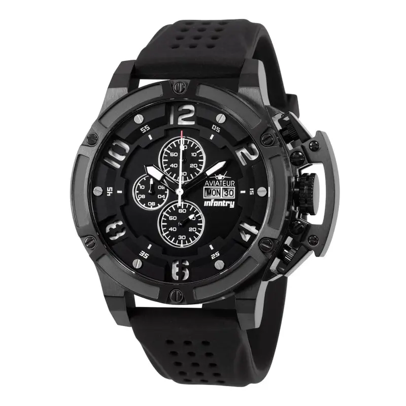 Infantry Chronograph Black Dial & Rubber Strap Men Watch Avr-002-Chr-03 (Rubber) 2