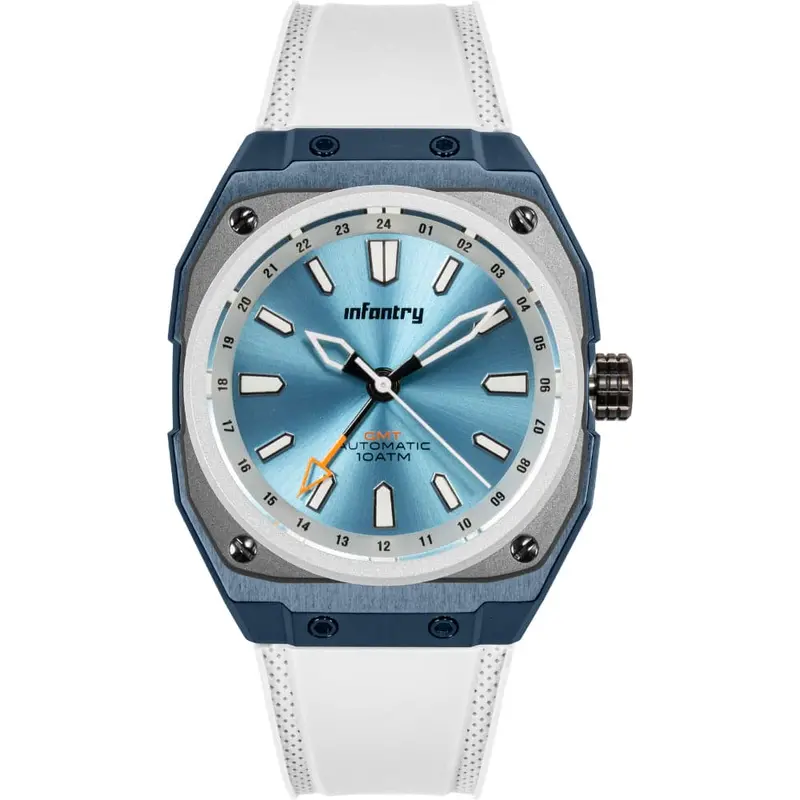 Infantry Mod 42 Aqua Ice White Silicone Strap Men Watch Mod42-Gmt-Ice 1