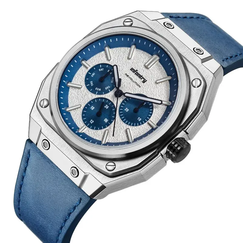 Infantry Mod 42 Modular Watch Club Blue Leather Strap Men's Watch Mod42-Pnd-Blu 2