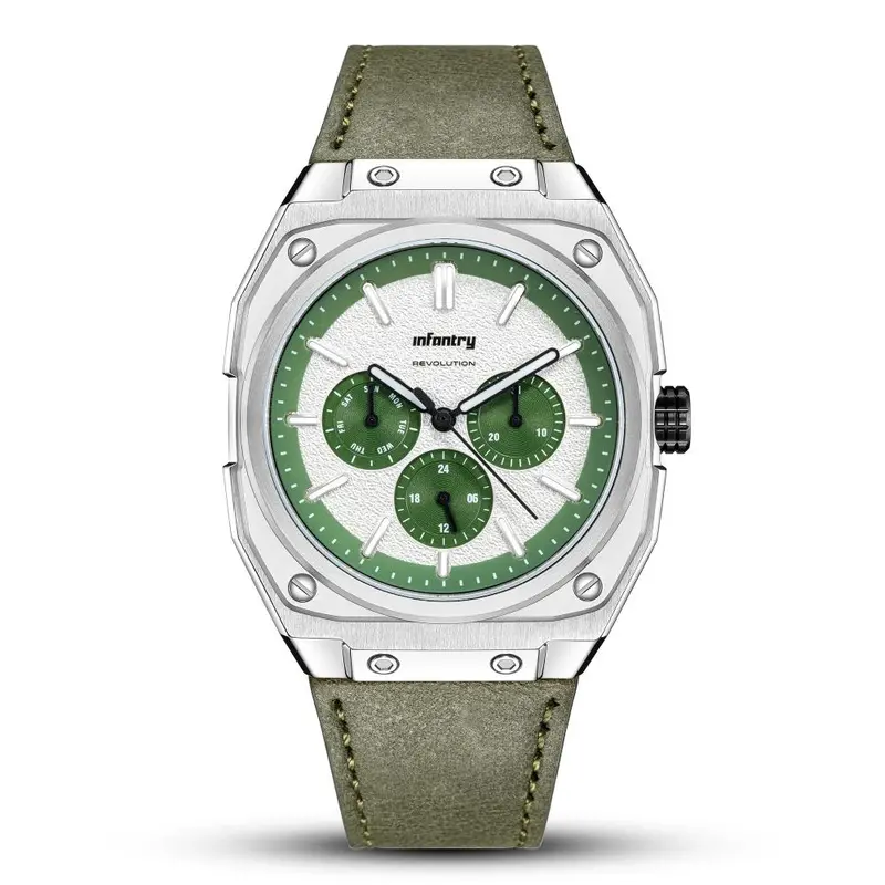 Infantry Mod 42 Modular Watch Club Green Leather Strap Men's Watch Mod42-Pnd-Grn 1