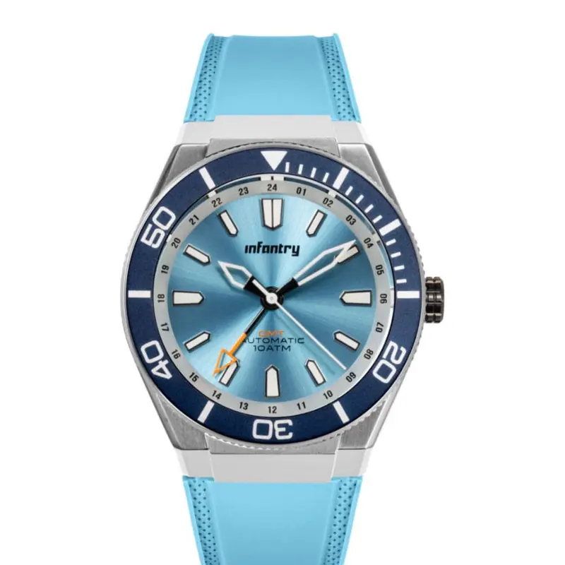 Infantry Mod 44 Blue Silicone Strap Men Watch Mod44-Gmt-Ice 1