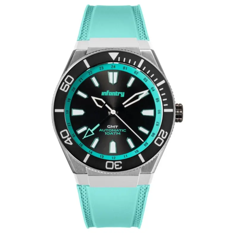 Infantry Mod 44 Green Silicone Strap Men Watch Mod44-Gmt-Tb 1