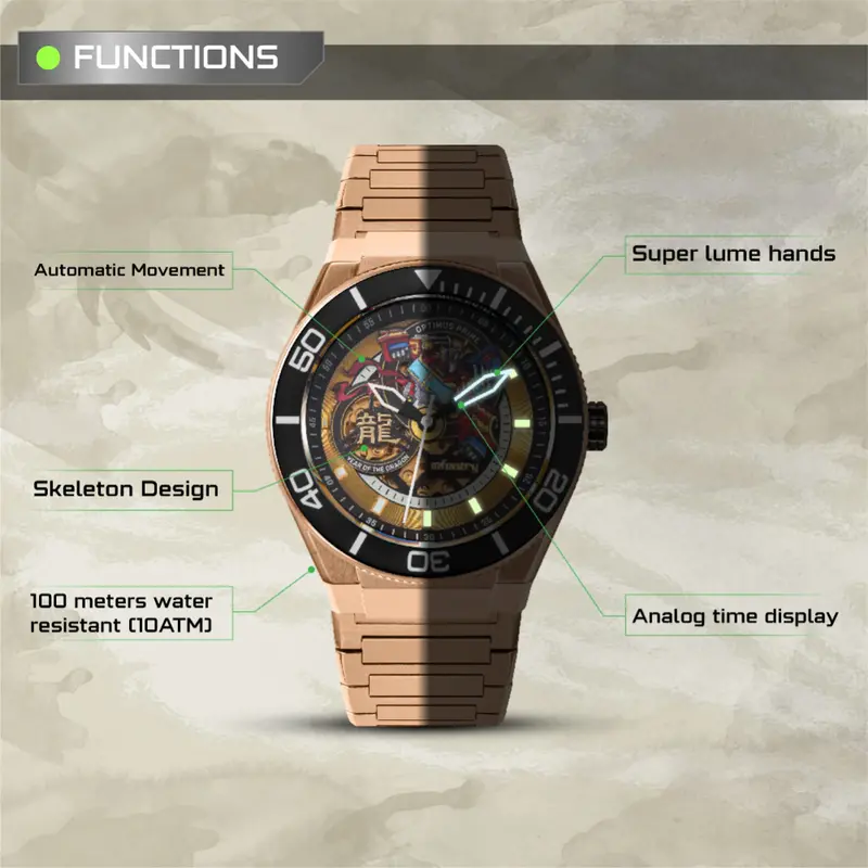 Infantry Mod 44 Transformers Power Of Dragon Rose Gold Strap Men Watch Mod44-Tf-Gd 2