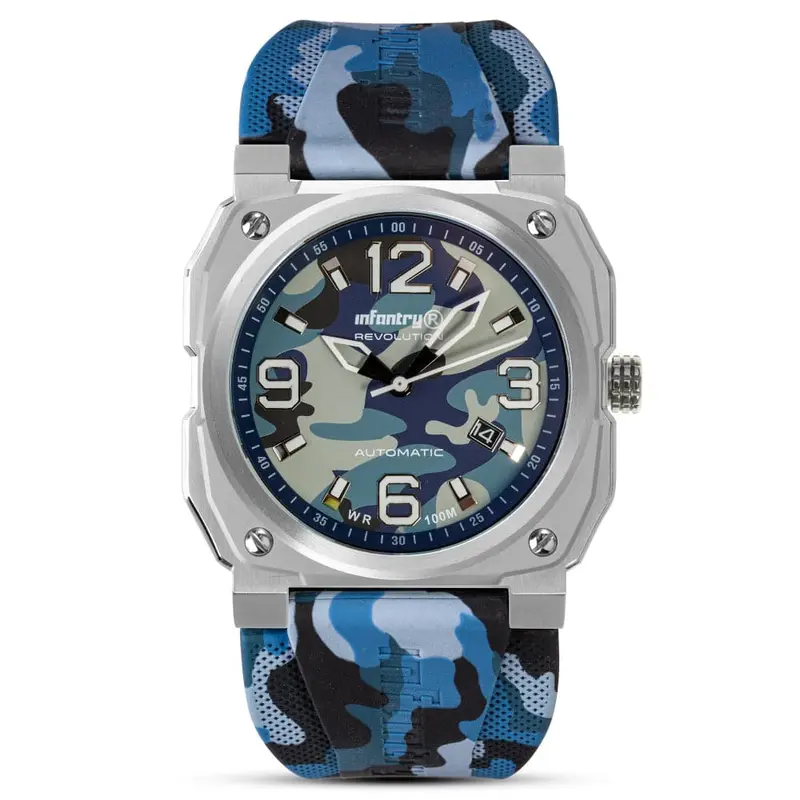 Infantry Revolution Blue Silicone Strap Men Watch Mod47-Fc-09-C 1