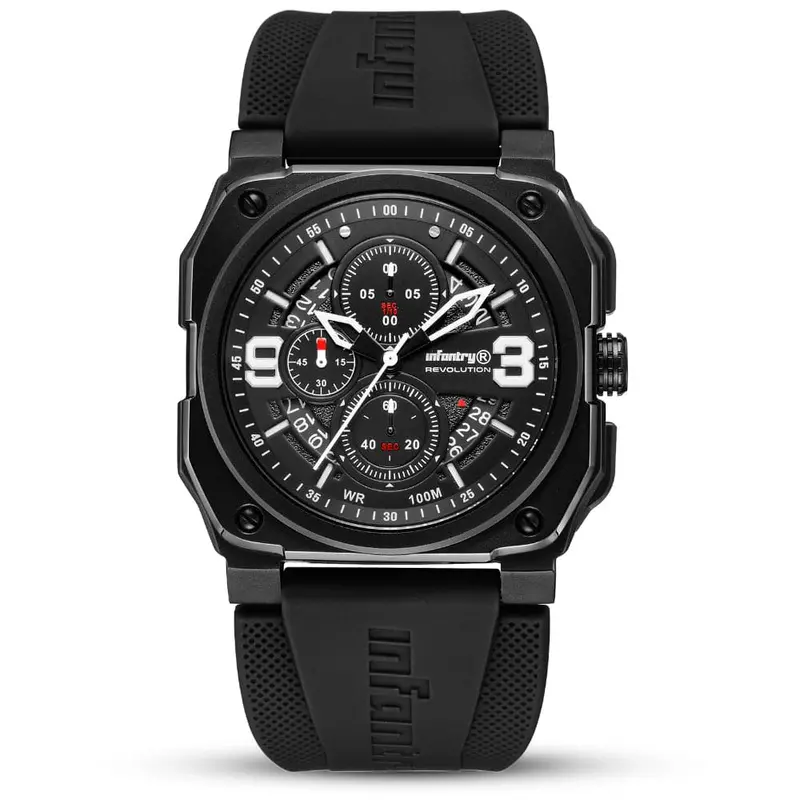 Infantry Revolution Series The Chrono Black Silicone Strap Men Watch Revo-Chr-01-V3 1